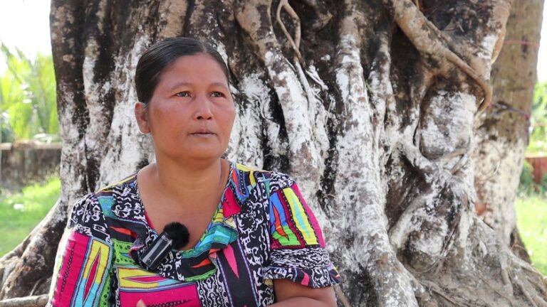 “I stayed in that house for eight days without food. I had to crouch under the house due to the shootings by flight. When children cried, I had to shut their mouths so that they wouldn’t make a sound. There was no one left in the ward.” Daw Hla who was trapped in fighting for eight days in Pauktaw battle